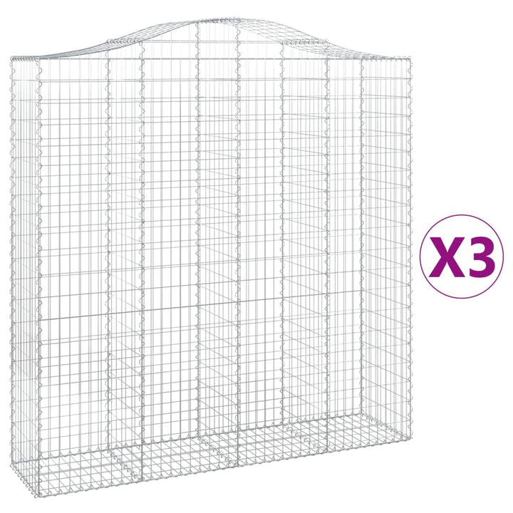 buede gabionkurve 3 stk. 200x50x200/220 cm galvaniseret jern