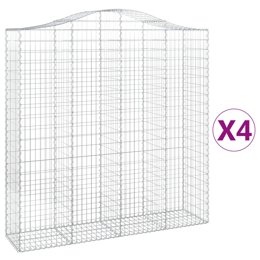 buede gabionkurve 4 stk. 200x50x200/220 cm galvaniseret jern