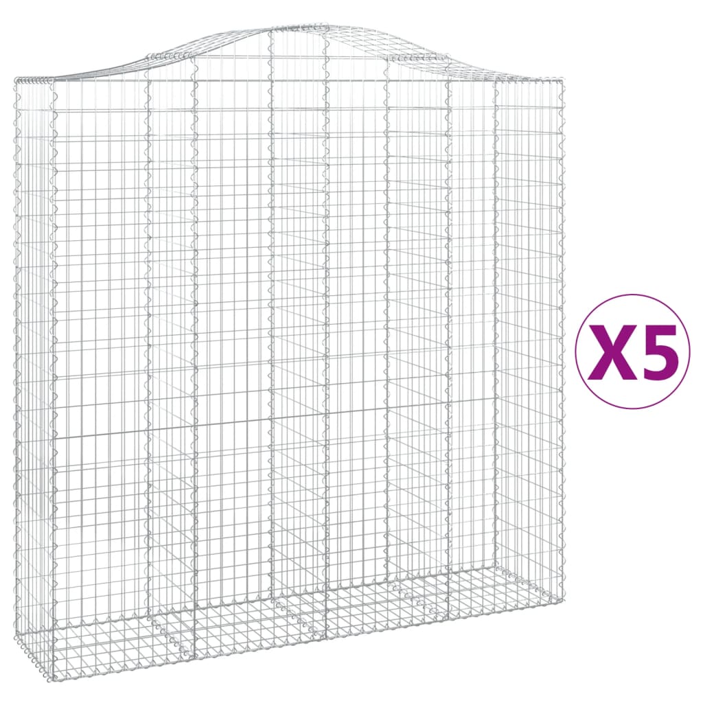 buede gabionkurve 5 stk. 200x50x200/220 cm galvaniseret jern