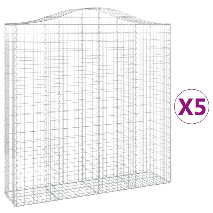 buede gabionkurve 5 stk. 200x50x200/220 cm galvaniseret jern