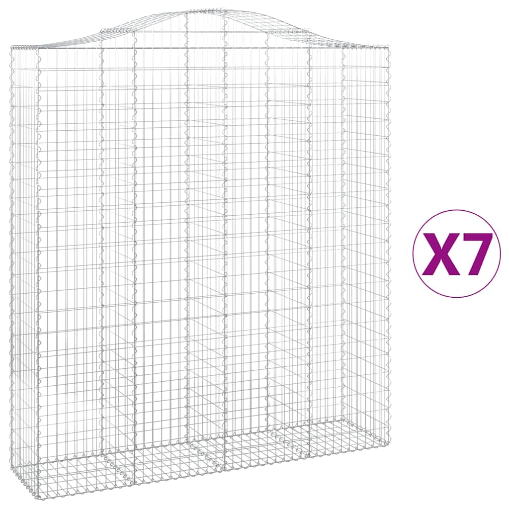 buede gabionkurve 7 stk. 200x50x220/240 cm galvaniseret jern