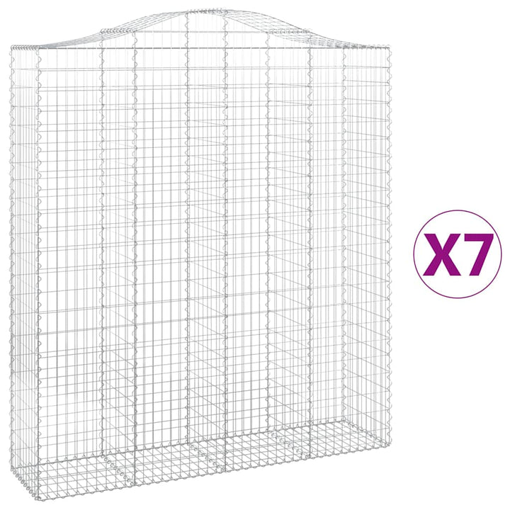 buede gabionkurve 7 stk. 200x50x220/240 cm galvaniseret jern