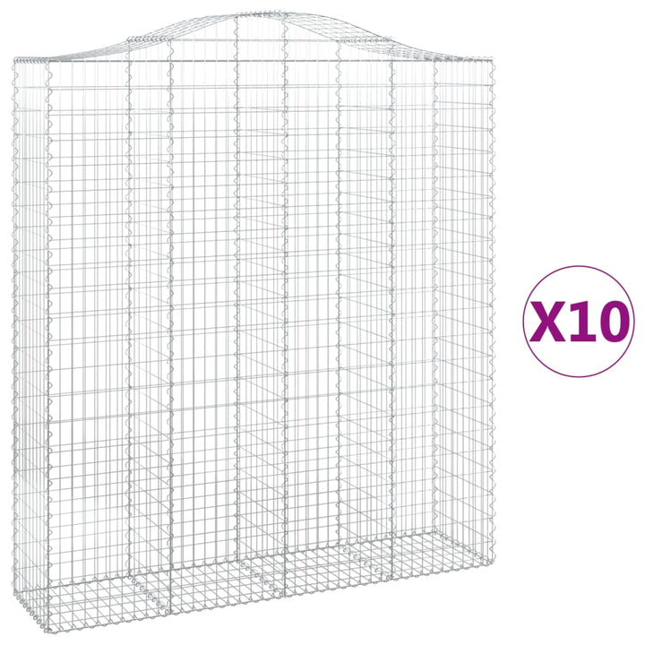 buede gabionkurve 10 stk. 200x50x220/240 cm galvaniseret jern