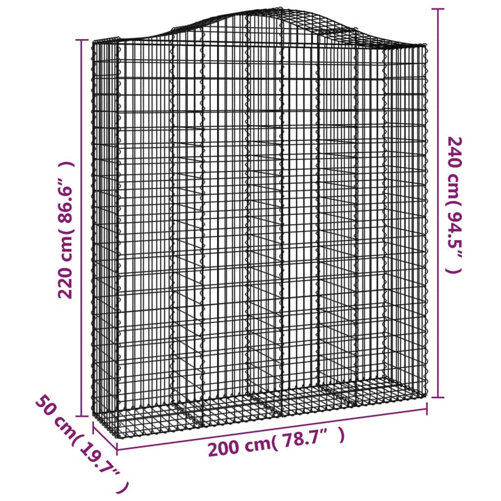 buede gabionkurve 10 stk. 200x50x220/240 cm galvaniseret jern
