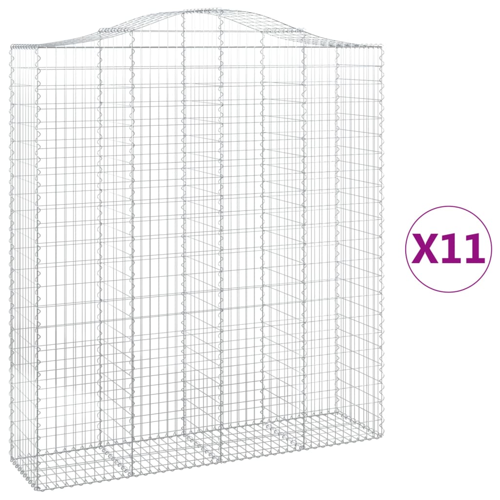 buede gabionkurve 11 stk. 200x50x220/240 cm galvaniseret jern