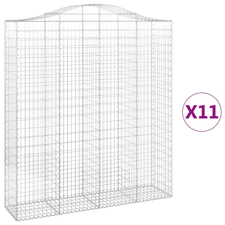 buede gabionkurve 11 stk. 200x50x220/240 cm galvaniseret jern