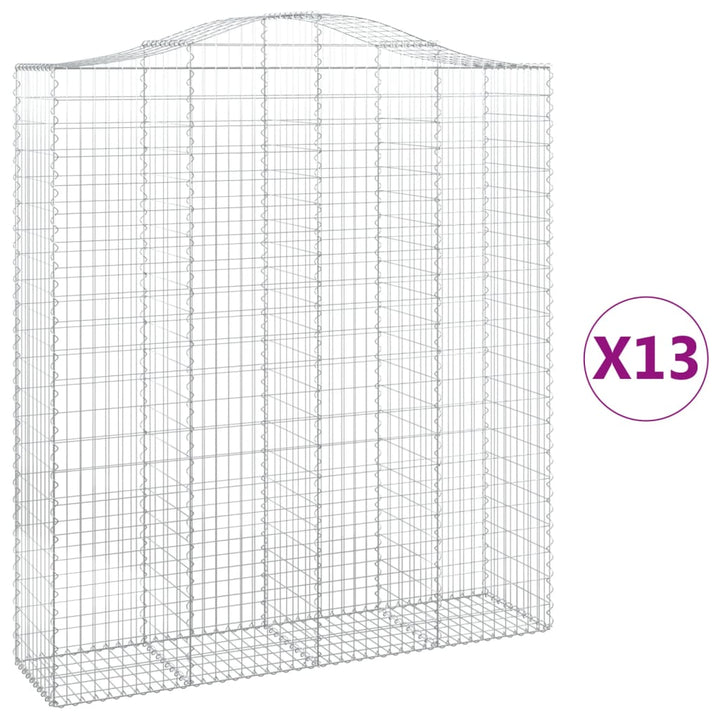 buede gabionkurve 13 stk. 200x50x220/240 cm galvaniseret jern