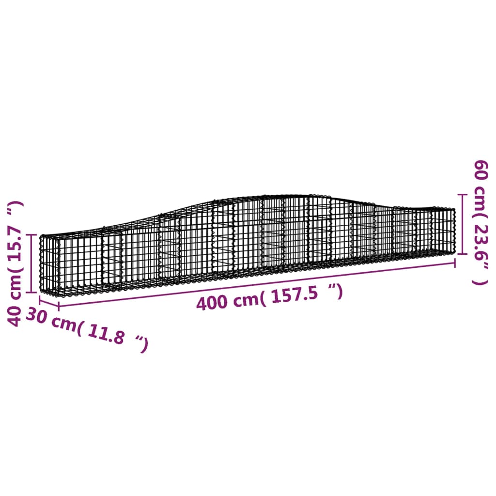 buede gabionkurve 25 stk. 400x30x40/60 cm galvaniseret jern
