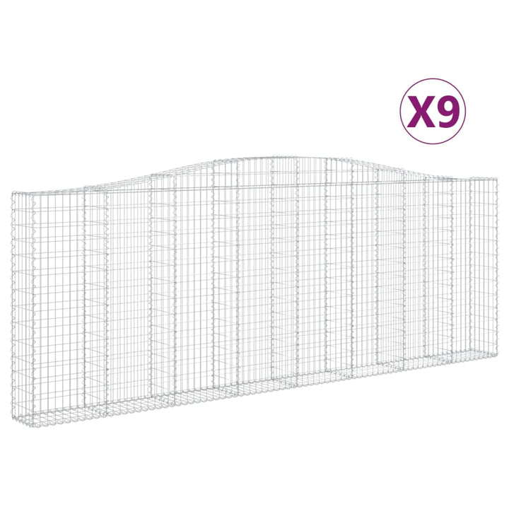 buede gabionkurve 9 stk. 400x30x140/160 cm galvaniseret jern