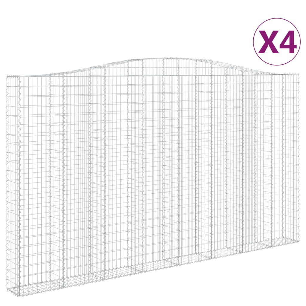 buede gabionkurve 4 stk. 400x30x220/240 cm galvaniseret jern