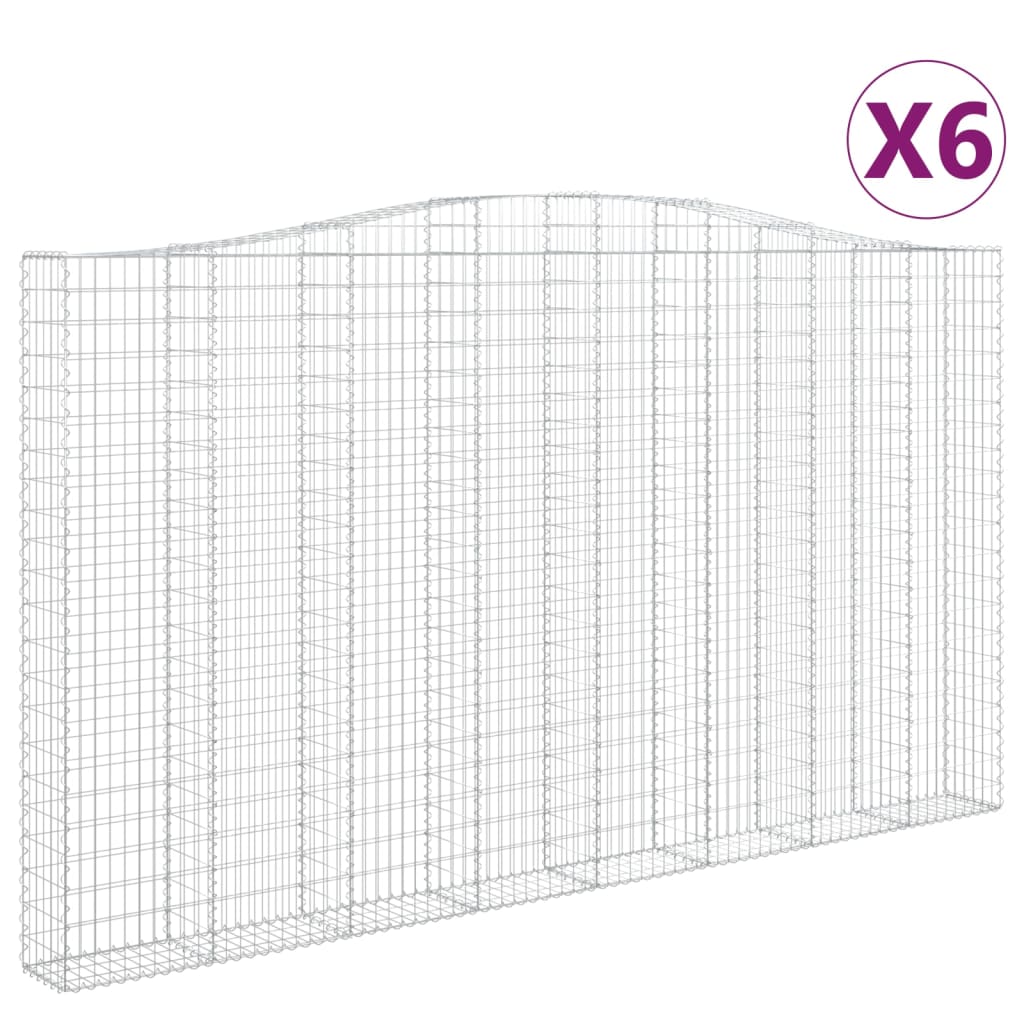 buede gabionkurve 6 stk. 400x30x220/240 cm galvaniseret jern