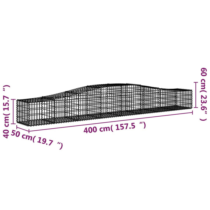 buede gabionkurve 9 stk. 400x50x40/60 cm galvaniseret jern