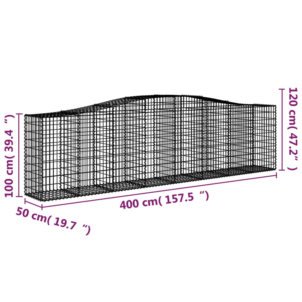 buede gabionkurve 25 stk. 400x50x100/120 cm galvaniseret jern
