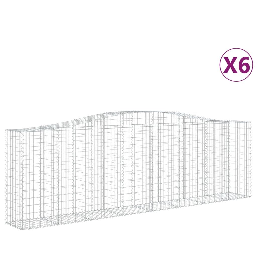 buede gabionkurve 6 stk. 400x50x120/140 cm galvaniseret jern