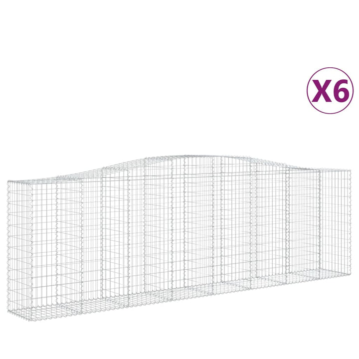 buede gabionkurve 6 stk. 400x50x120/140 cm galvaniseret jern