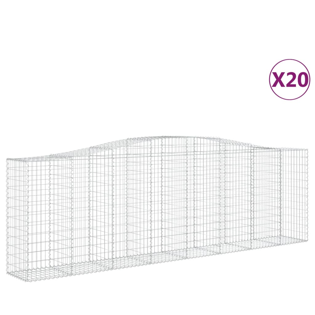 buede gabionkurve 20 stk. 400x50x120/140 cm galvaniseret jern