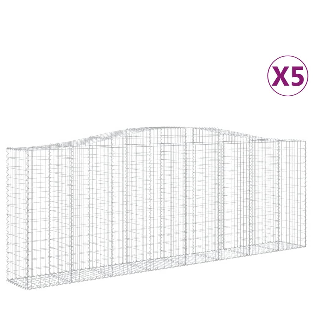 buede gabionkurve 5 stk. 400x50x140/160 cm galvaniseret jern