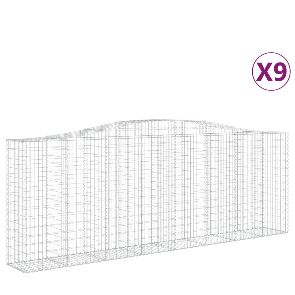 buede gabionkurve 9 stk. 400x50x140/160 cm galvaniseret jern
