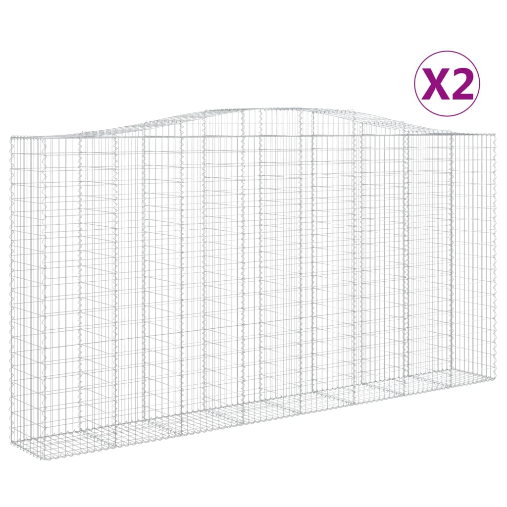 buede gabionkurve 2 stk. 400x50x200/220 cm galvaniseret jern