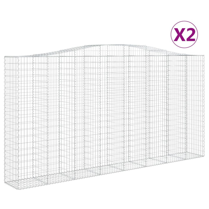 buede gabionkurve 2 stk. 400x50x200/220 cm galvaniseret jern