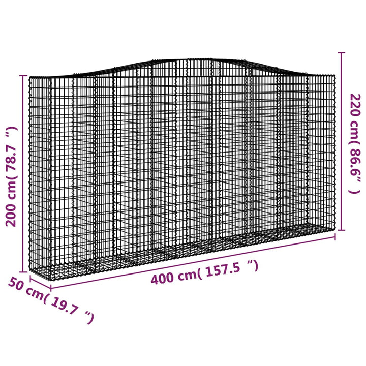 buede gabionkurve 2 stk. 400x50x200/220 cm galvaniseret jern