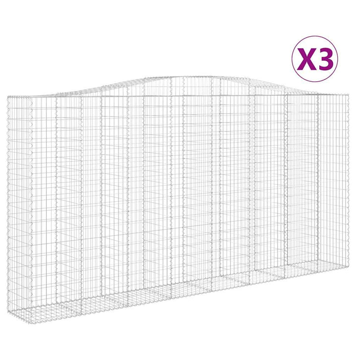 buede gabionkurve 3 stk. 400x50x200/220 cm galvaniseret jern