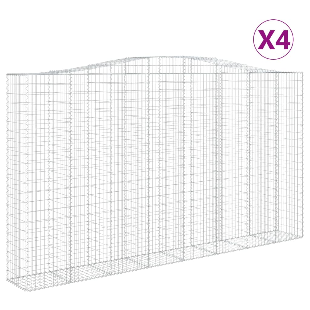 buede gabionkurve 4 stk. 400x50x220/240 cm galvaniseret jern
