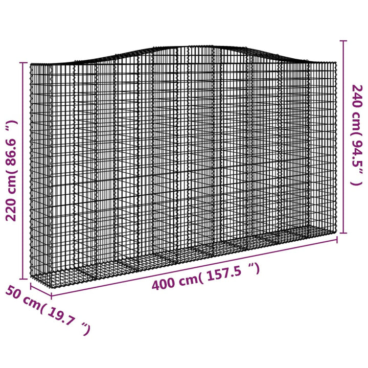 buede gabionkurve 5 stk. 400x50x220/240 cm galvaniseret jern