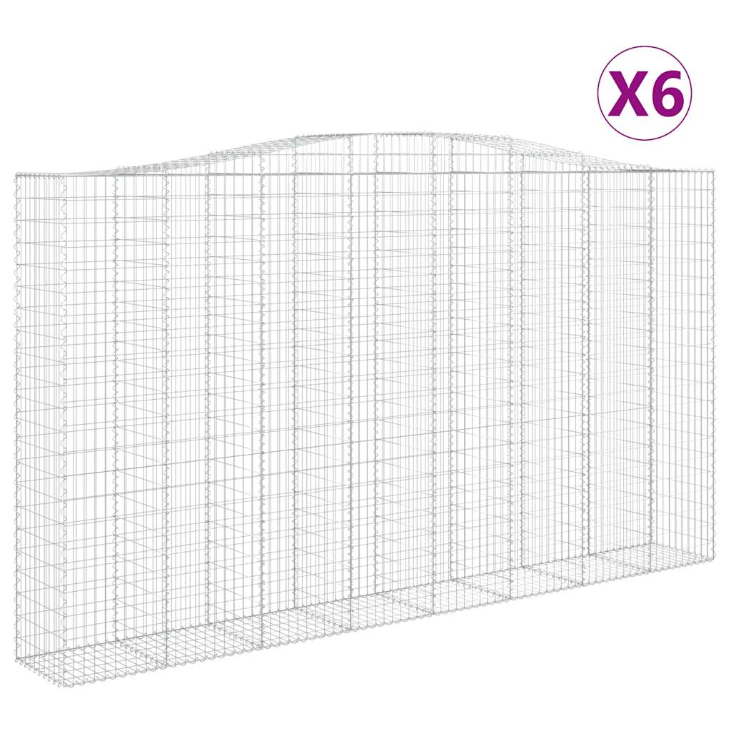 buede gabionkurve 6 stk. 400x50x220/240 cm galvaniseret jern