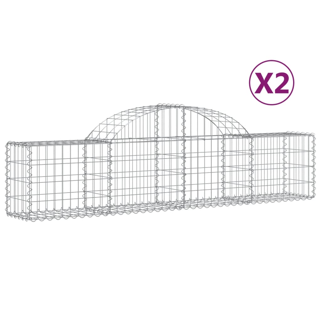 buede gabionkurve 2 stk. 200x30x40/60 cm galvaniseret jern