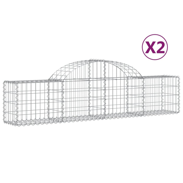 buede gabionkurve 2 stk. 200x30x40/60 cm galvaniseret jern