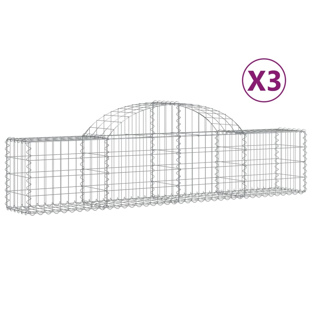 buede gabionkurve 3 stk. 200x30x40/60 cm galvaniseret jern