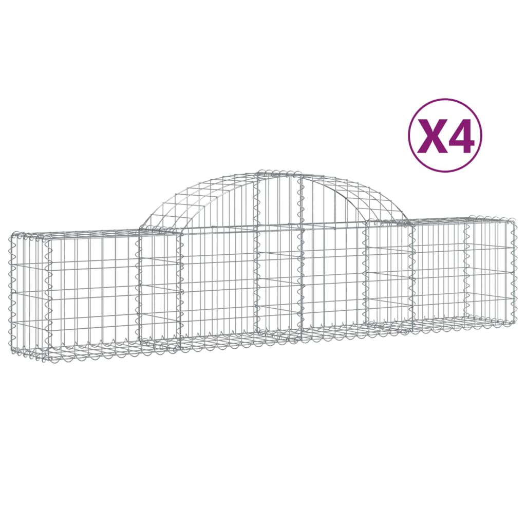 buede gabionkurve 4 stk. 200x30x40/60 cm galvaniseret jern