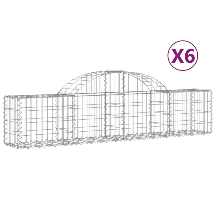 buede gabionkurve 6 stk. 200x30x40/60 cm galvaniseret jern