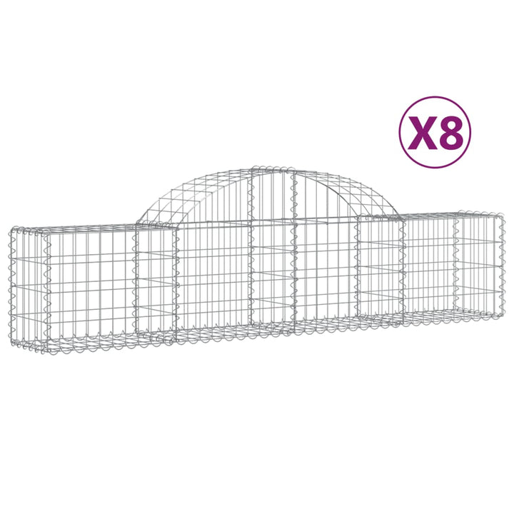buede gabionkurve 8 stk. 200x30x40/60 cm galvaniseret jern