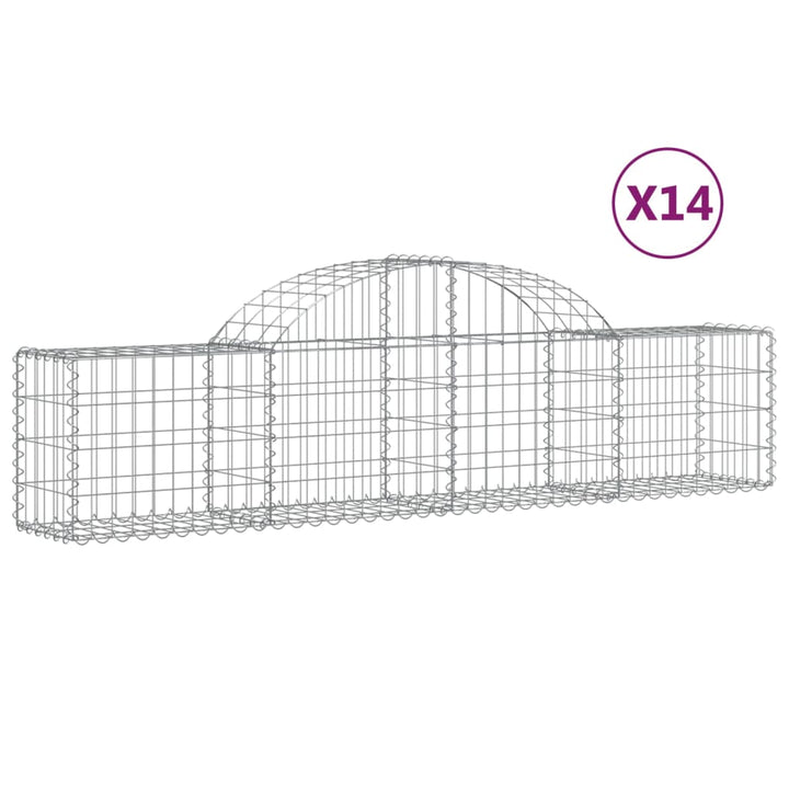 buede gabionkurve 14 stk. 200x30x40/60 cm galvaniseret jern