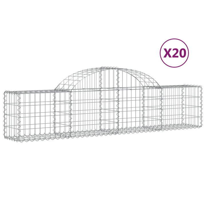 buede gabionkurve 20 stk. 200x30x40/60 cm galvaniseret jern