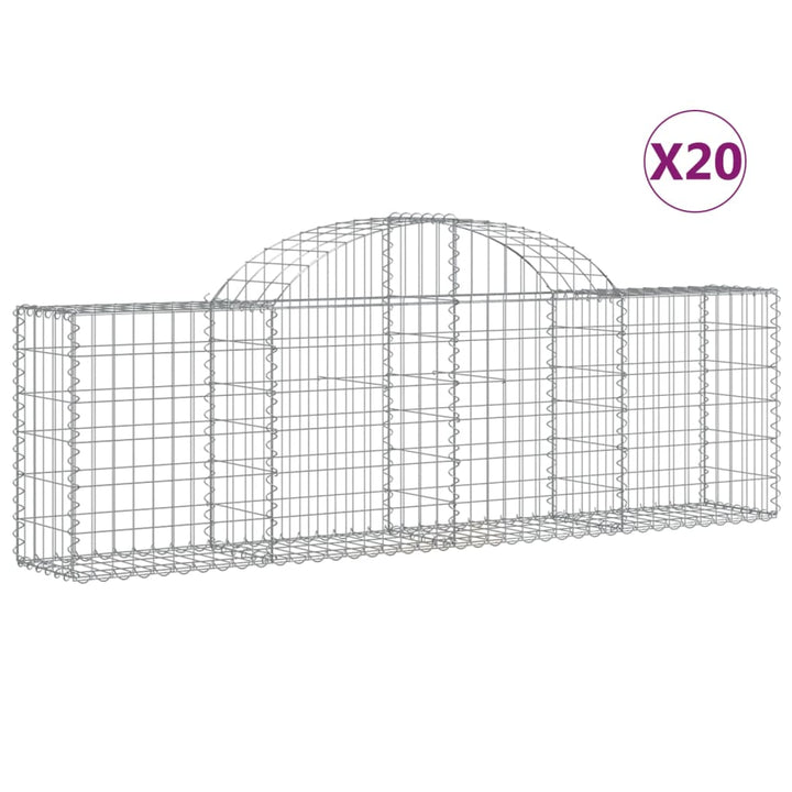 buede gabionkurve 20 stk. 200x30x60/80 cm galvaniseret jern
