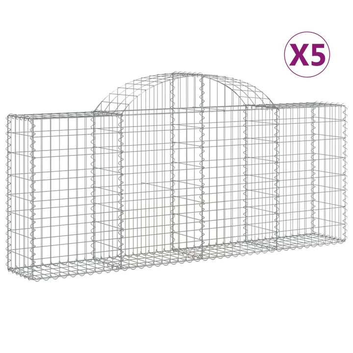 buede gabionkurve 5 stk. 200x30x80/100 cm galvaniseret jern
