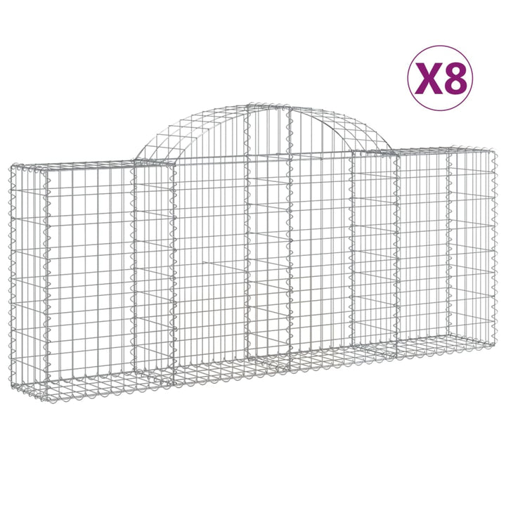 buede gabionkurve 8 stk. 200x30x80/100 cm galvaniseret jern