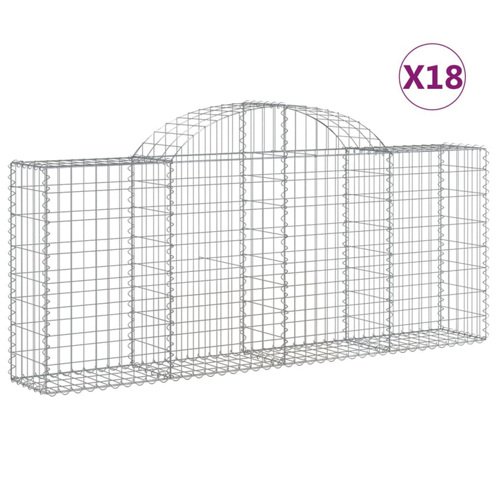 buede gabionkurve 18 stk. 200x30x80/100 cm galvaniseret jern