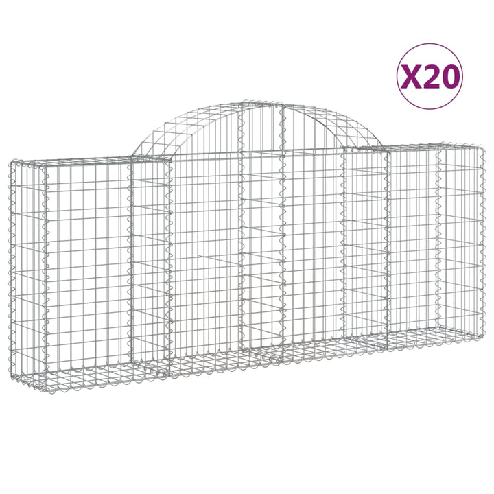 buede gabionkurve 20 stk. 200x30x80/100 cm galvaniseret jern