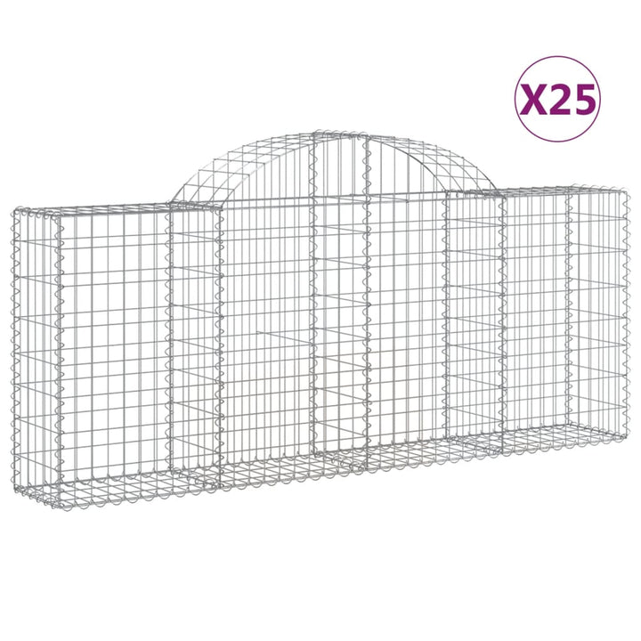 buede gabionkurve 25 stk. 200x30x80/100 cm galvaniseret jern