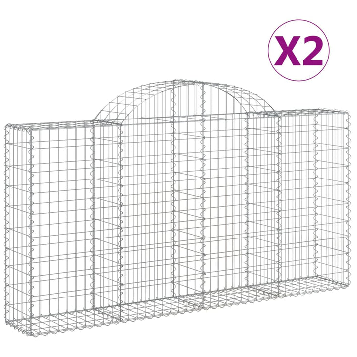 buede gabionkurve 2 stk. 200x30x100/120 cm galvaniseret jern