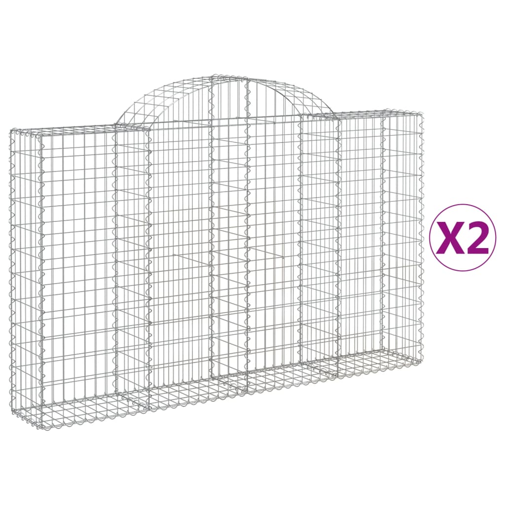 buede gabionkurve 2 stk. 200x30x120/140 cm galvaniseret jern