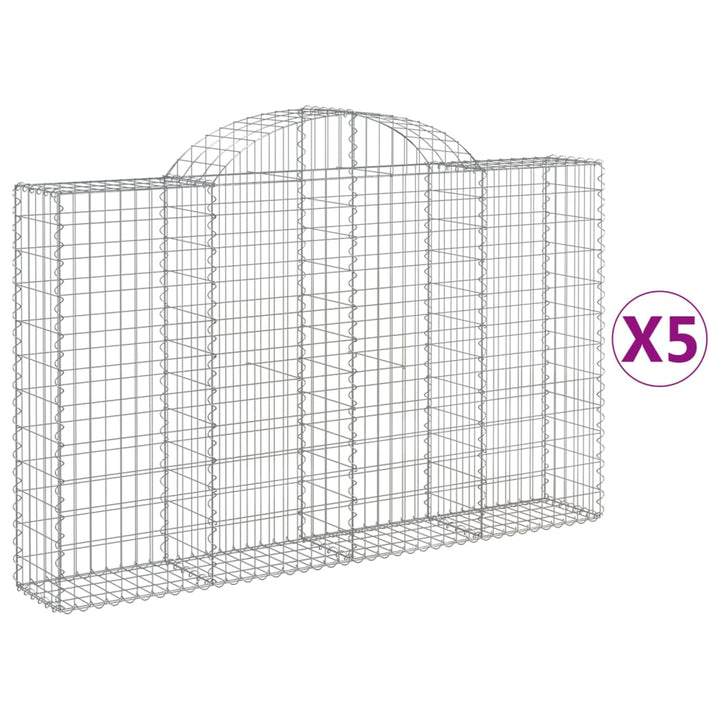 buede gabionkurve 5 stk. 200x30x120/140 cm galvaniseret jern