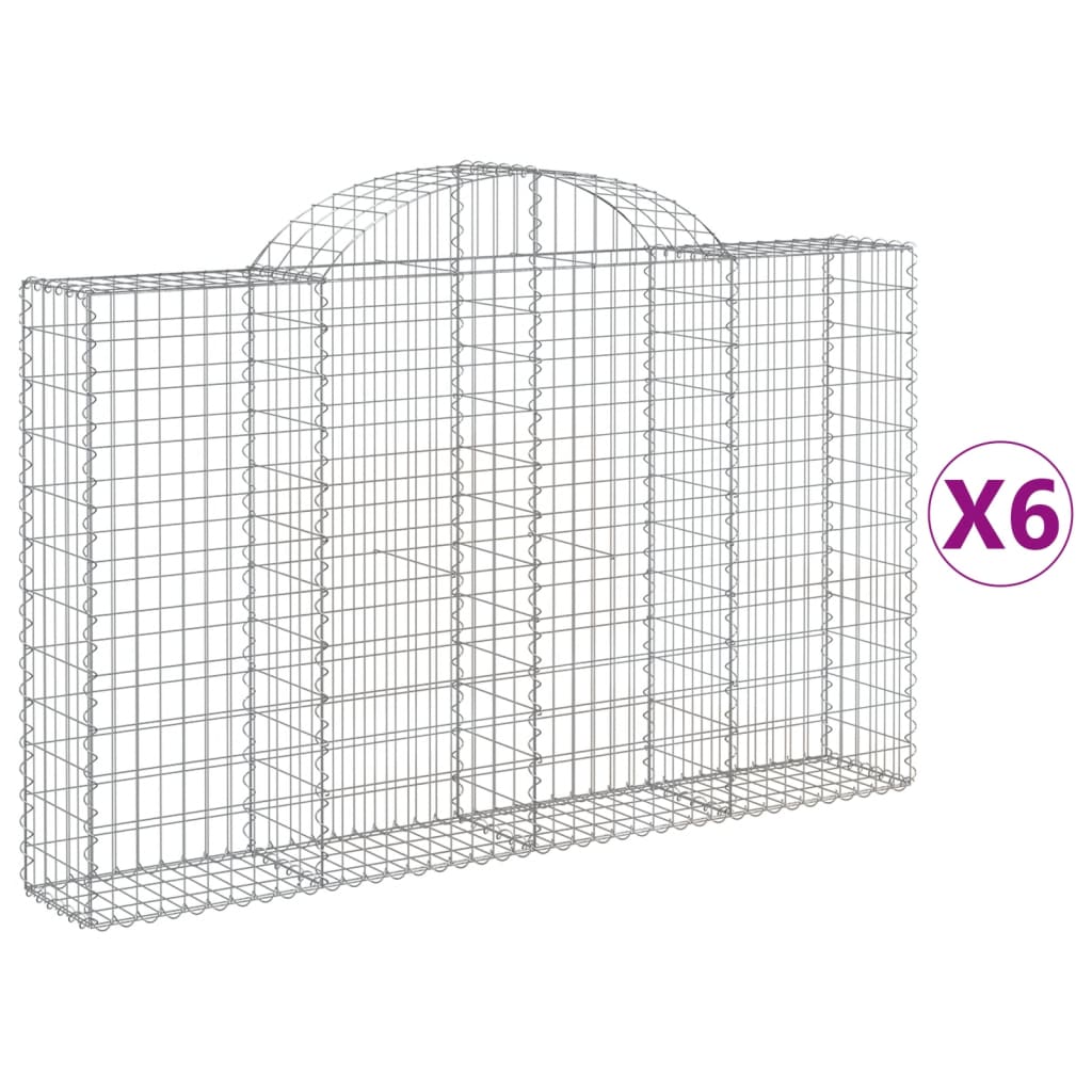 buede gabionkurve 6 stk. 200x30x120/140 cm galvaniseret jern