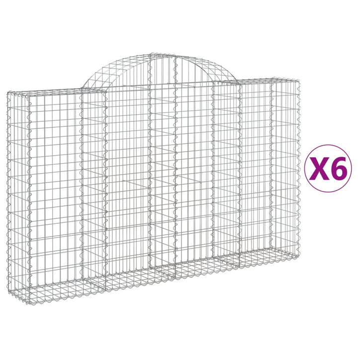 buede gabionkurve 6 stk. 200x30x120/140 cm galvaniseret jern