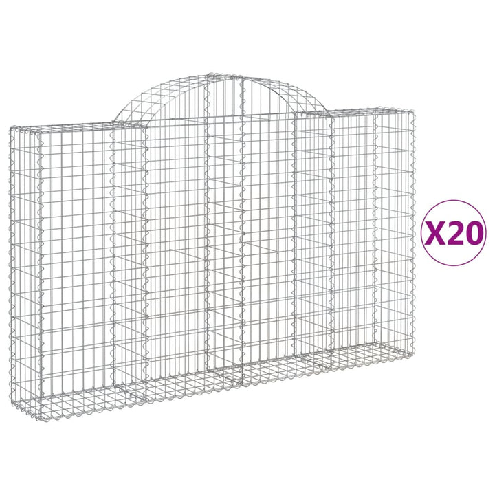 buede gabionkurve 20 stk. 200x30x120/140 cm galvaniseret jern