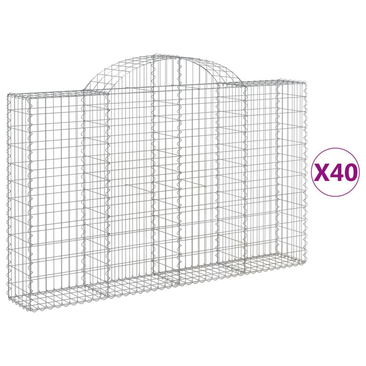 buede gabionkurve 40 stk. 200x30x120/140 cm galvaniseret jern